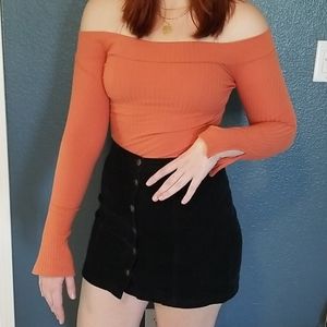 Retro off the shoulder ribbed crop top